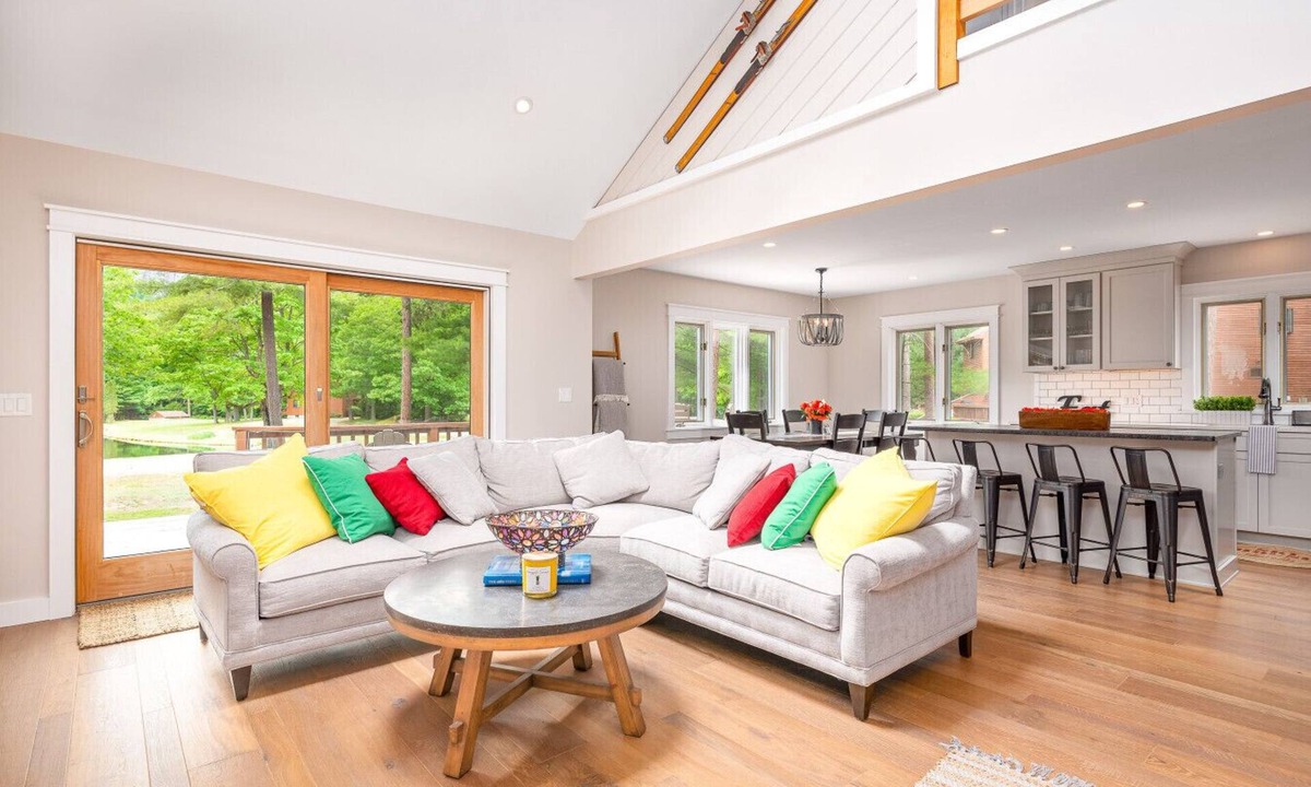 North Conway Villa | Colorful Oasis: Modern, Water View, Family-Friendly