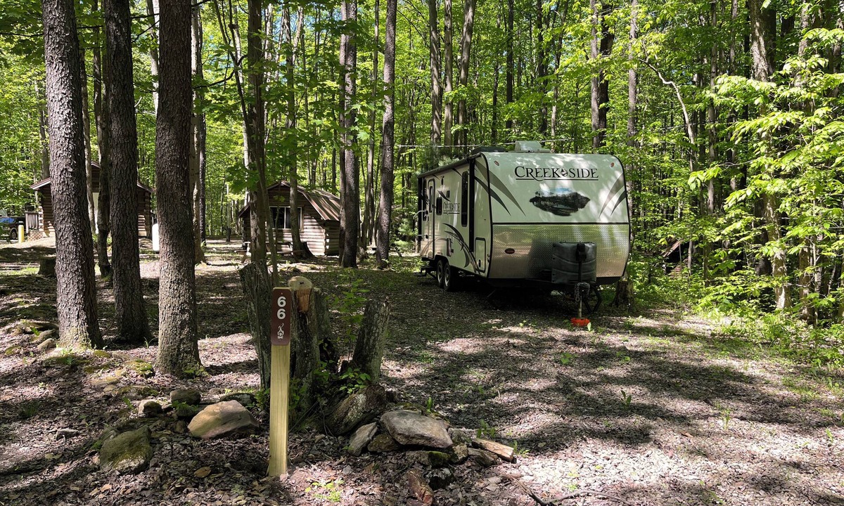 Bradford House | Cozy RV with AC in wooded campground in the ANF