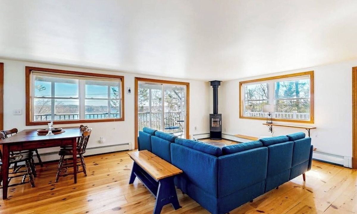 East Boothbay House | Dog-friendly river-view home with wood stove, deck, patio, dock, beach, grill