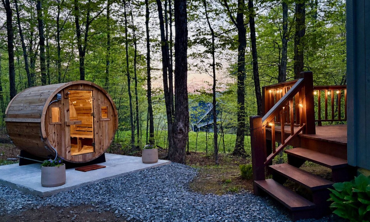 West Dover House | Dover Summer Specials-Barrel Sauna, Fire Pit, Hot Tub, Game Room, Dogs Welcome!