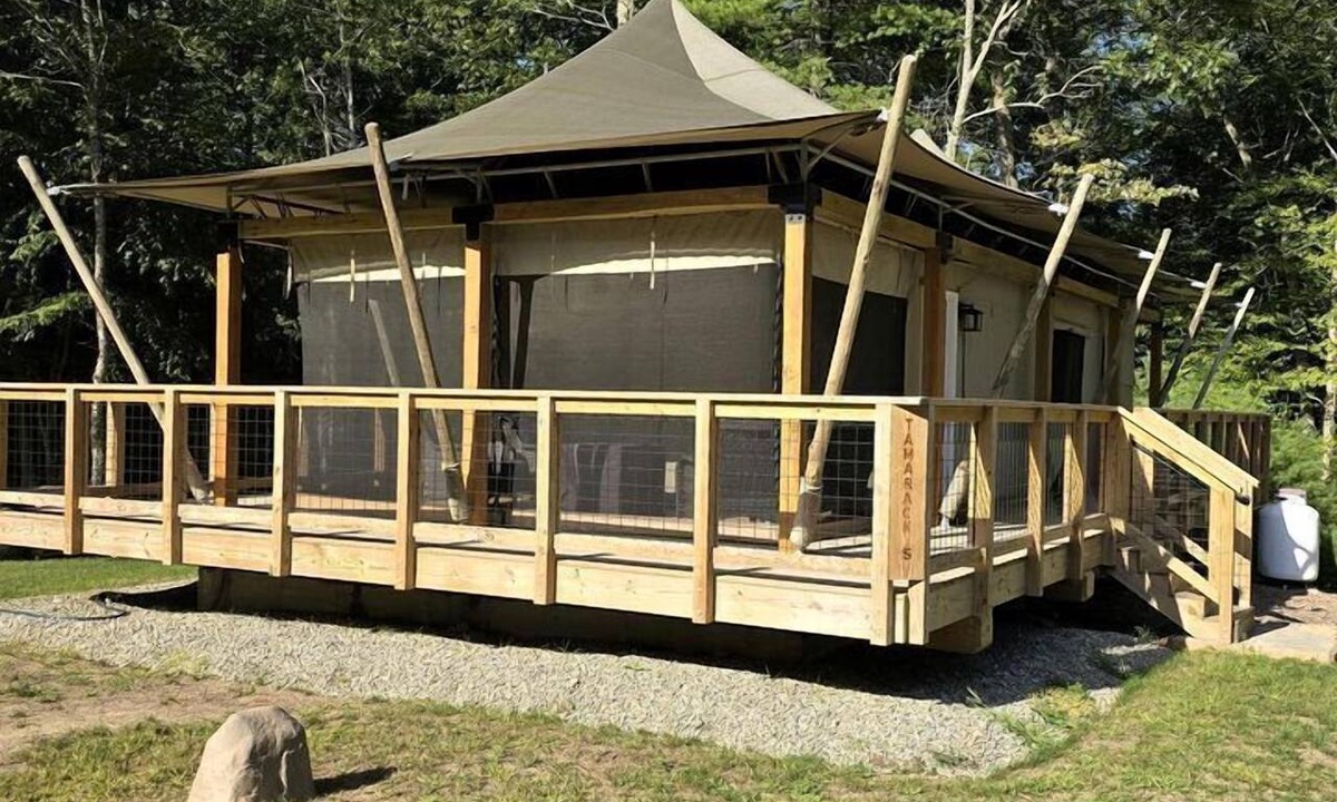 Voluntown RV Rental | Glamping Safari Tent with Firepit & Private Deck in Voluntown, Connecticut