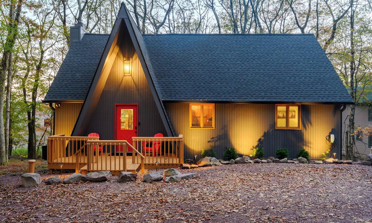 Lake Harmony Estates Ski Chalet | Lake Harmony Luxury A-Frame Hot Tub Fireplace Mountain Views EV Charger