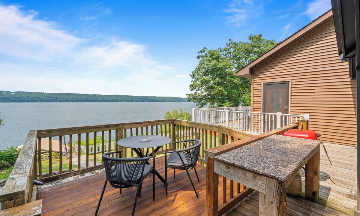 Valois House | Lakefront Home - Seneca Wine Trail Hot Tub & Sunset View with firepit, Private