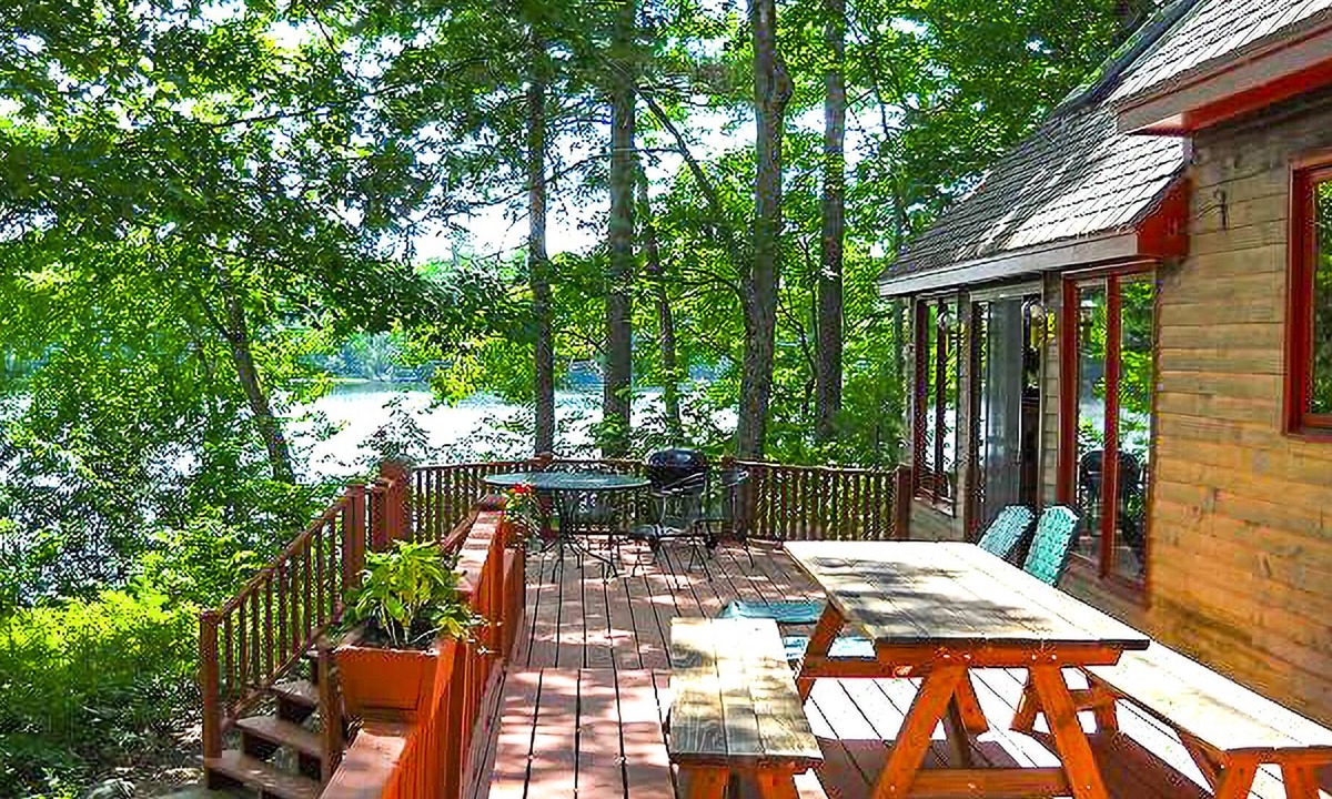 Moultonborough Cabin | Lakefront home with private dock, swim raft, pool table, kayak, canoe, & W/D