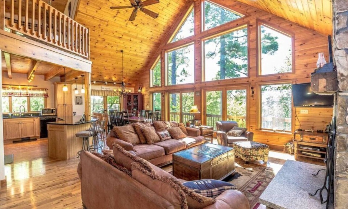 Bridgton House | Magical Log Home Trailside at Pleasant Mnt Ski Resort Great Mnt Views