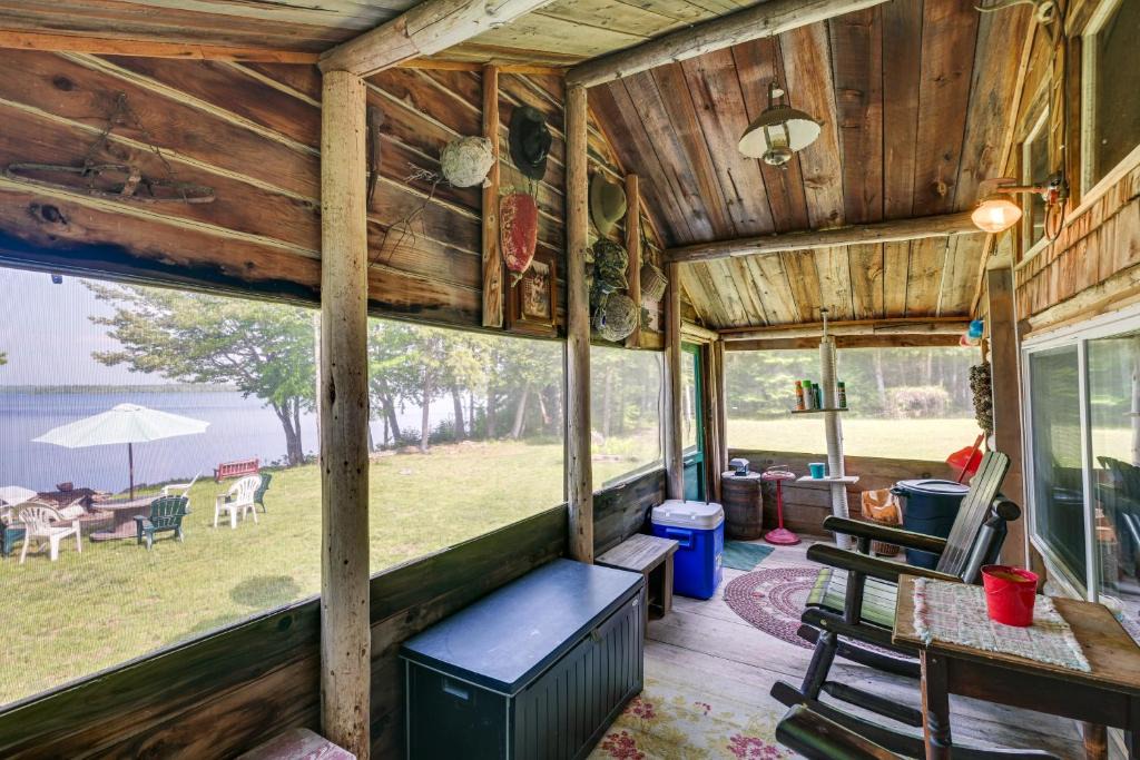 Island Falls House | Peaceful Lakefront Cabin Getaway: Dock, Fire Pit!