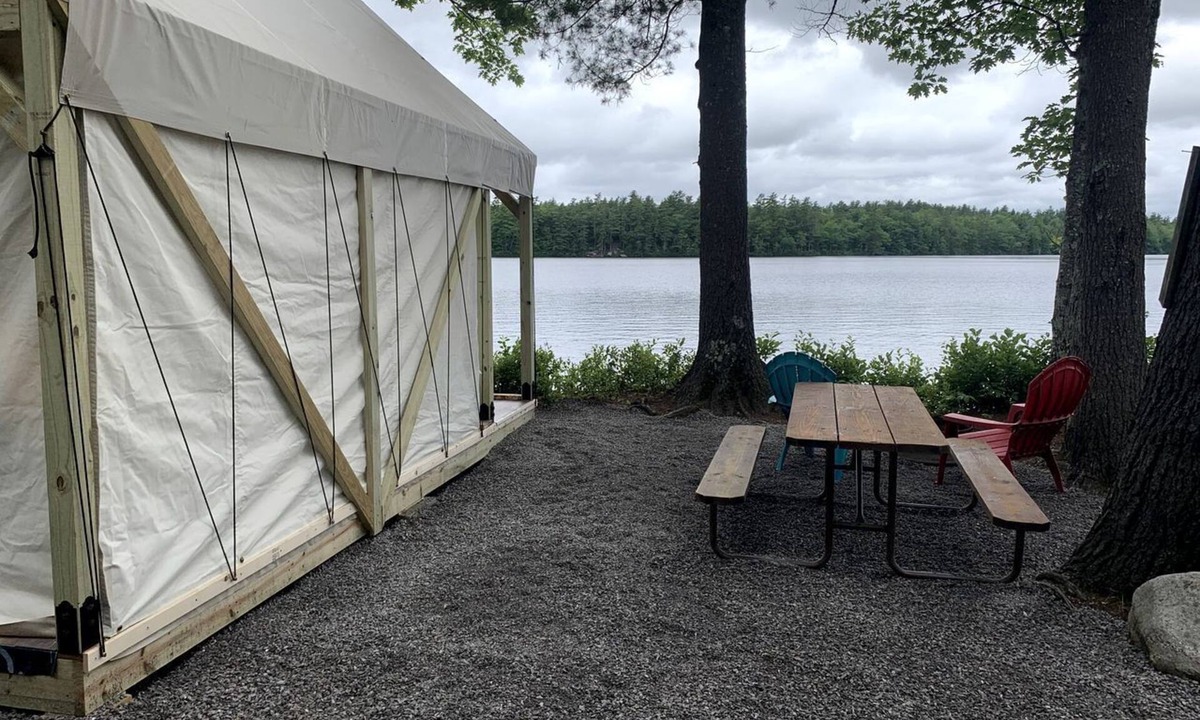 Naples RV Rental | Pet-Friendly Glamping Vacations at this Waterfront Safari Tent in Naples, Maine