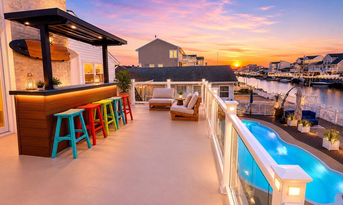 Osborn Island House | POOL, ROOF TOP BAR, WATERFRONT, SUNSETS, sleeps12-15, LBI Beach passes,fire pit