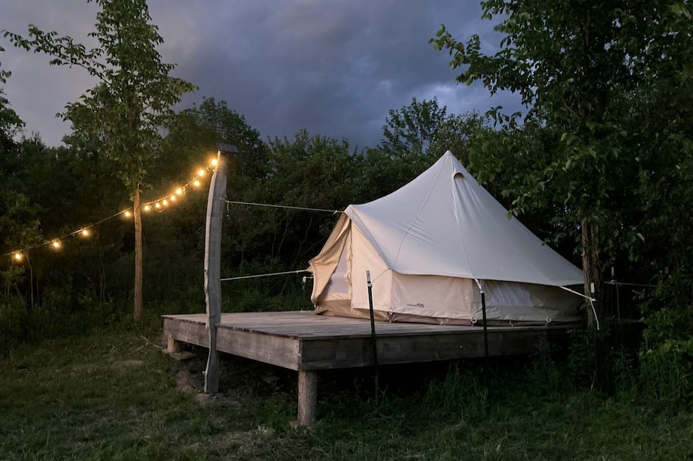 Westport RV Rental | Rustic Bell Tent on Working Farm in New York with Views of the Adirondacks