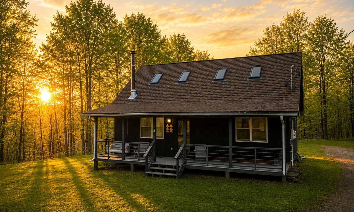 Town of Colchester Cabin | Seventeen Pines - Chic Catskills Cabin with Fireplace & Loft on 17 Acres