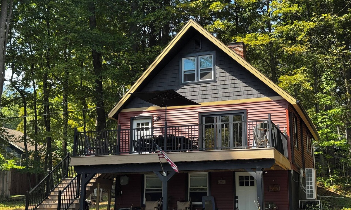 Lake George House | tLake George Chalet Beach Access Fire Pit Sleeps 8 Pet friendly