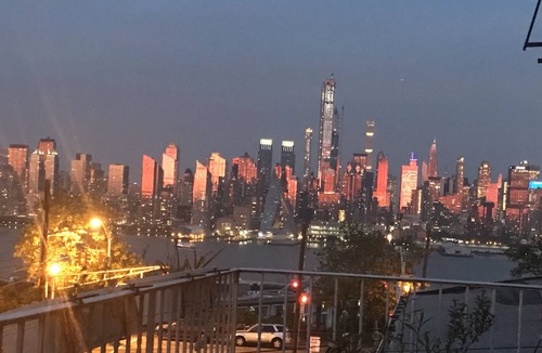 Weehawken Apartment | 10m to NYC: 25ft Ceiling Penthouse, Skyline Balcony & "Treehouse" Loft