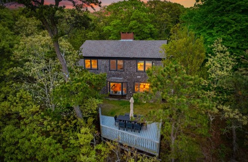 Waquoit Village House | 2 Acre Waterfront Home Overlooking Waquoit Bay with Spa and Swim Dock