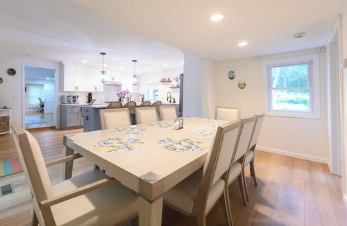 West Yarmouth House | 4BR Coastal Retreat Walk to Beach, Deck & BBQ Sleeps 12 Near Ocean Backyard Deck