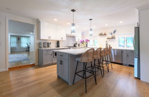 West Yarmouth House | 4BR Coastal Retreat Walk to Beach, Deck & BBQ Sleeps 12 Near Ocean Backyard Deck