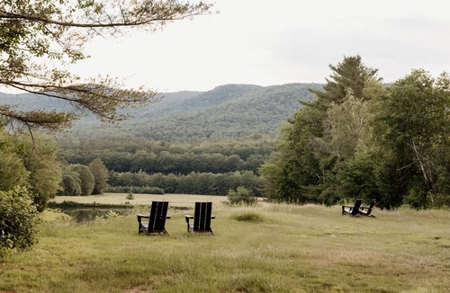North Woodstock RV Rental | A-Frame Site 1 | Queen Bed | Pond View