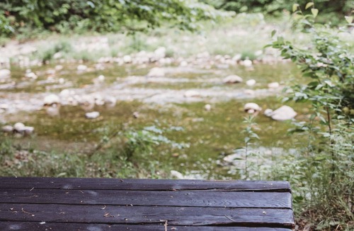 North Woodstock RV Rental | A-Frame Site 1 | Queen Bed | Pond View