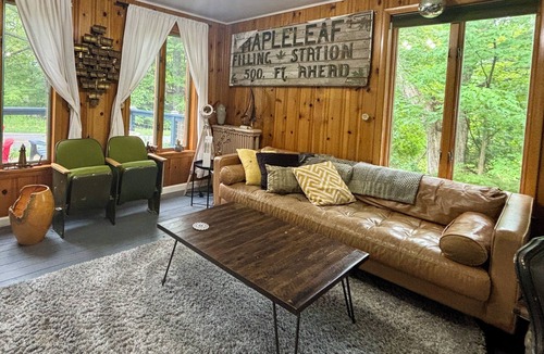 Jefferson House | Bright Catskills Farmhouse on Private Land W/Sunroom, Fire Pit, Near Stamford