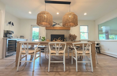 Brookhaven House | Chic Retreat: Hot Tub, Heated Pool, Sunroom