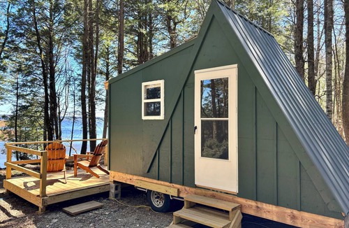 Mariaville Cabin | Chic Vintage Airstream with fabulous view, wooded lakefront, near Acadia