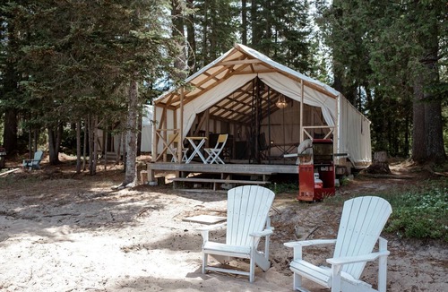 Strong RV Rental | Comfortable Tent Rental with Fire Pit on Lake Bernard, Ontario