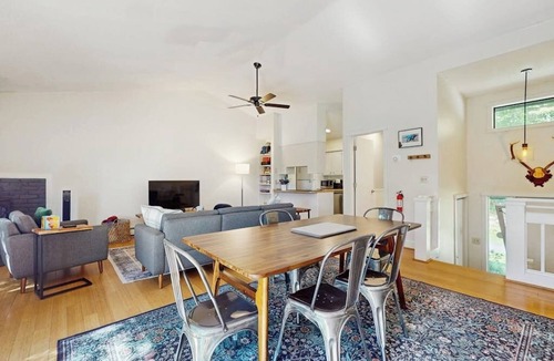 Quechee Condo | Cozy condo w/balcony, river view, electric woodstove, w/d, wifi, kitchen, a/c