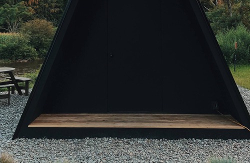 Davenport Cabin | Creekside of the moon modern A-frame camp