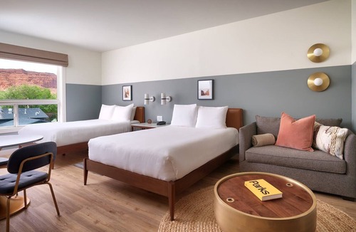 Moab Hotel | Deluxe Two Queens + Sofa Bed at Gravity Haus Moab, 2 Units