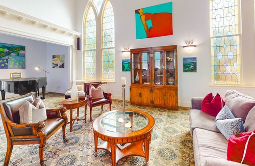 Sandwich House | Historic landmark with renovations, stained glass, game room, & gourmet kitchen