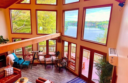 Town of Macomb Cabin | Lake Cabin 8 acres private dock fire pit hot tub game room