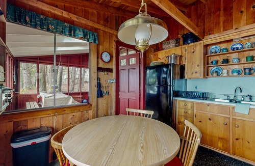 Mount Desert Cabin | Lakefront cabin on Long Pond with wood fireplace, deck, lake views, books