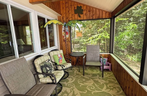 Harrison House | Lakefront Family Home with AC, Dock, Beach & Screened Deck