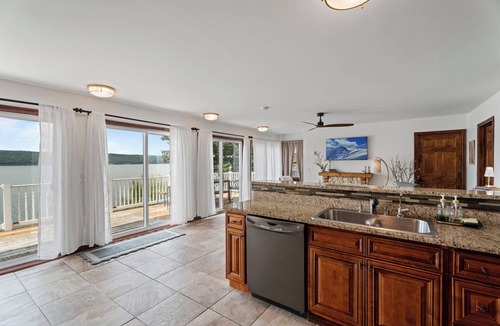 Valois House | Lakefront Home - Seneca Wine Trail Hot Tub & Sunset View with firepit, Private