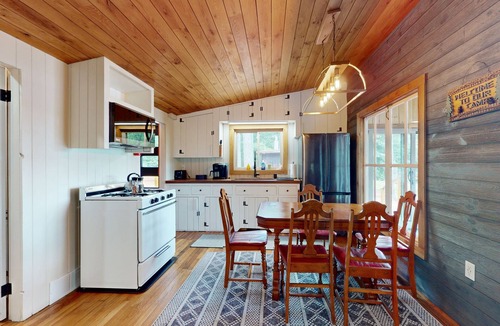 East Wakefield House | Lakefront house with firepit, beach access, deck, grill, woodstove, & central AC