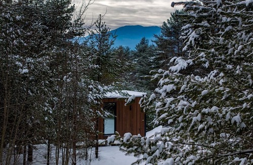 Au Sable Forks Cabin | Mirrored Glass Cabin with Firepit & Forest Views in Au Sable Forks, New York