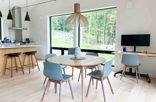 Waterbury Center House | Modern Design Retreat: Sauna + Views Near Stowe