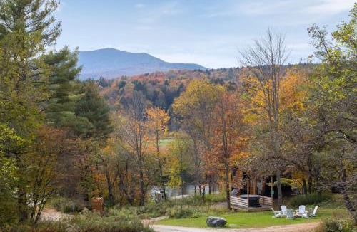 Johnson House | Modern Tiny House with hot tub & river near Stowe