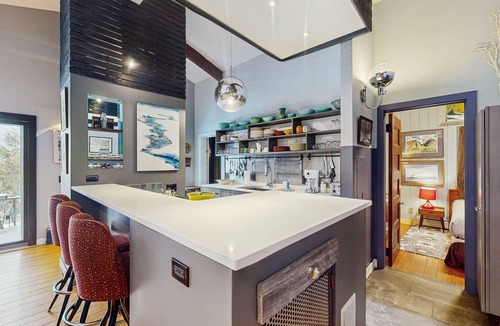 Stowe Hollow House | Mtn-view home with private hot tub, deck, outdoor shower, grill, & wood stove