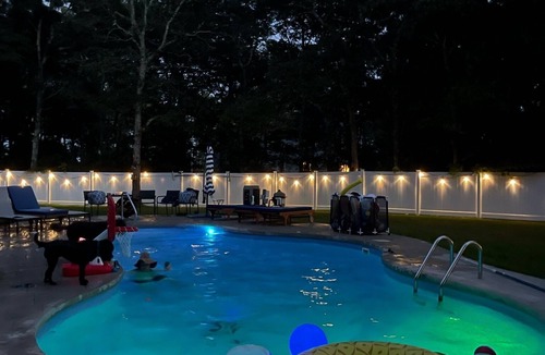 East Falmouth House | Nicely Furnished 3BD-Central Air, Awesome Backyard with Heated Pool & Fire Pit, Dog-Friendly