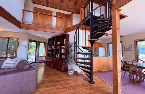 Southwest Harbor House | Peaceful private woodland home, open and airy, with ocean views and fire pit