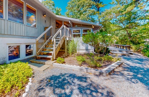 South Orleans House | Peaceful woodland home with spacious property, pond views, & outdoor dining