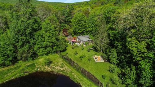 Kerhonkson House | Pondview Cabin Hot tub fire pit private pond