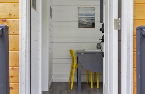 Johnson House | Riverside Tiny House with hot tub near Stowe