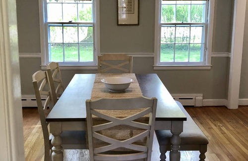 Lenox House | Steps away from shops and restaurants of Lenox Village, with private forest