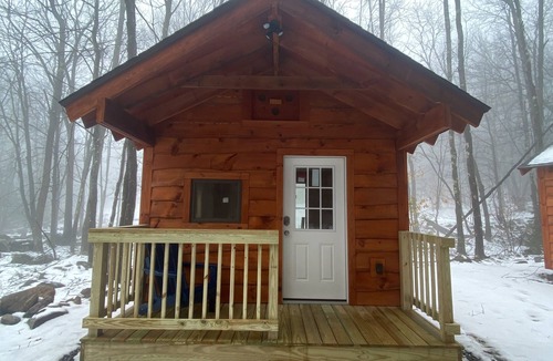 Sand Lake Cabin | Taborton Harvest Boulder Pines Cabin in the woods