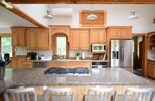 West Bridgton House | The Ship: 8-Bedroom Moose Pond Escape with Sandy Beach & Dock