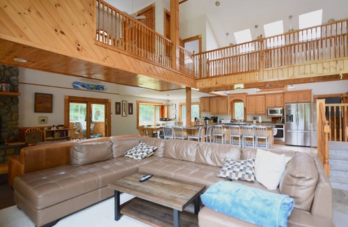 West Bridgton House | The Ship: 8-Bedroom Moose Pond Escape with Sandy Beach & Dock