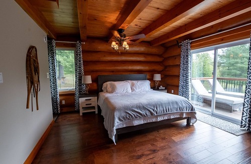 Alban Cottage | Timber Frame Log Cottage, across from the French River, great for big families
