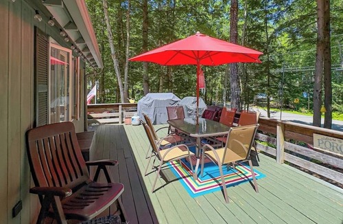 Bridgton House | Tranquil Mountain Escape with Modern Comforts, Deck, Fire Pit, and Shared Pools