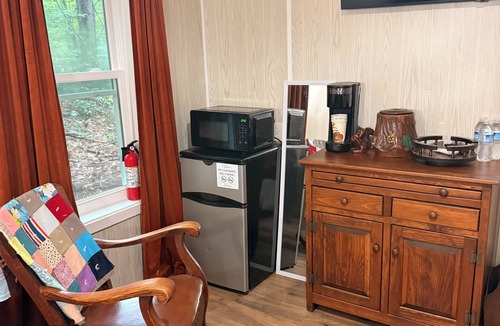 Middle Grove Cabin | Two cabins in one space. Enjoy your own private space in the cozy woods. Cabin is divided into two separate rooms. Dog friendly